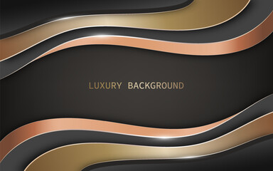 Abstract wavy layers of black and gold background 