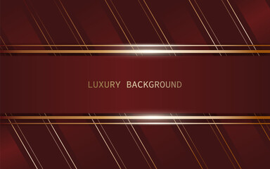 Modern red abstract background concept with gold lines. Luxury background styles, vector illustration
