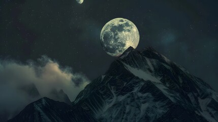 Naklejka na ściany i meble moon over the mountains 