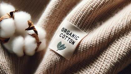 Close-up of a sustainable fashion garment made from organic cotton, highlighting the natural texture and eco-friendly material