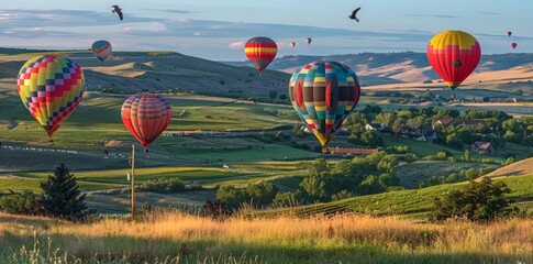 Tranquil countryside beauty: picturesque balloon field exuding charm and rural allure
