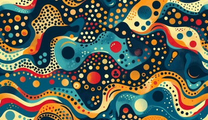 Fototapeta premium pattern with colorful boho shapes, their forms overlapping and transforming into abstract patterns of dots and circles Generative AI