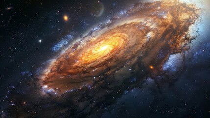 Immense galaxy in vast space, awe-inspiring cosmic scene of stars and nebula - obrazy, fototapety, plakaty