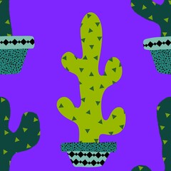 Summer floral seamless cartoon cactus pattern for wrapping paper and fabrics and linens and vacation accessories