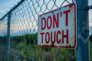 Hazardous areas with a "DO NOT TOUCH" warning sign on the fence to indicate the danger of high voltage.