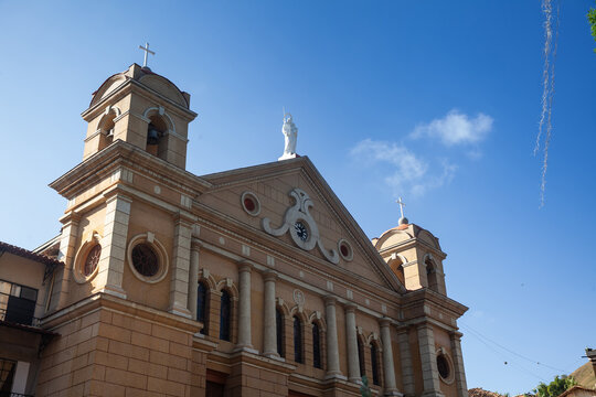 San Jose de Pacora church at the central square of the small town of Pacora in Colombia