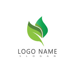 Green leaf logo vector template element symbol design