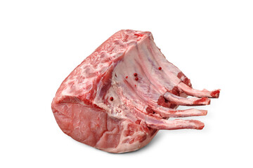 Raw fresh pork rack isolated on white background - 765231507