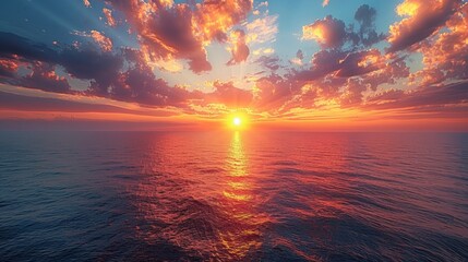 Azure sky turning liquid as the sun sets over the ocean - obrazy, fototapety, plakaty
