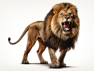 Obraz premium A majestic lion roaring isolated on white background cutout сreated with Generative Ai