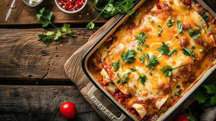 Cheese enchiladas with copy space - 765233362