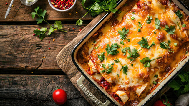 Cheese enchiladas with copy space