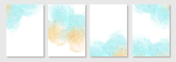 blank card with abstract yellow blue watercolor background