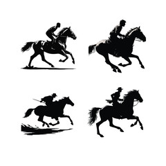 vector set Ridinghorse with men Silhouette , Art and Illustration