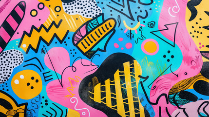 Illustration of sketches and doodles in bright colors