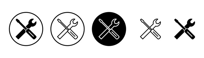 Repair icon vector isolated on white background. Wrench and screwdriver icon. settings vector icon. Maintenance. tools