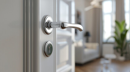 Modern door handle enhances interior aesthetics.