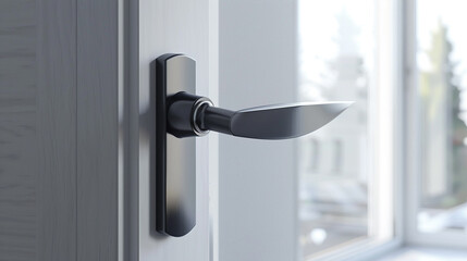 Ultramodern door handle adds elegance to interior. - obrazy, fototapety, plakaty