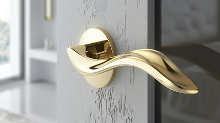 Ultramodern door handle adds elegance to interior.