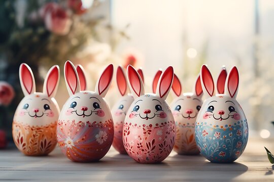 small cartoon bunny group, Easter day concept