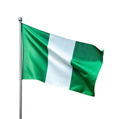 Waving flag of Nigeria, isolated on transparent background