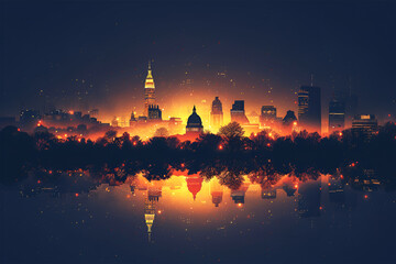 Fototapeta na wymiar A vector skyline illustration of Washington DC. Capital city of USA.
