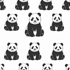 Fototapeta premium Seamless Panda Pattern for Charming Decor