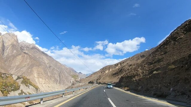 Timelapse Video of the Driving on the Road of KKH - Mountains DriVe, Hunza Valley, Pakistan