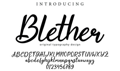 Blether Font Stylish brush painted an uppercase vector letters, alphabet, typeface