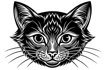 Naklejka premium Cat head silhouette vector art illustration
