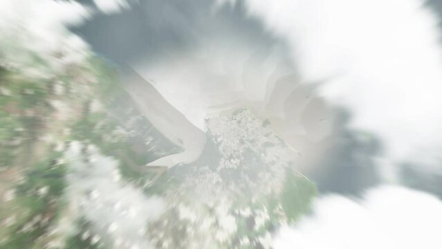 Earth zoom in from space to Cayenne, French Guiana. Followed by zoom out through clouds and atmosphere into space. Satellite view. Travel intro. Images from NASA