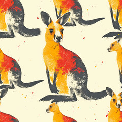 Seamless Stylized Kangaroo Pattern for Creative Projects © Dominique