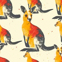 Seamless Stylized Kangaroo Pattern for Creative Projects © Dominique