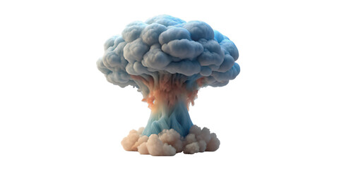 colorful nuclear bomb explosion with colorful mushroom cloud on transparent background
