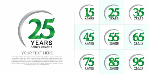 Set of Anniversary Logotype green color can be use for special day celebration