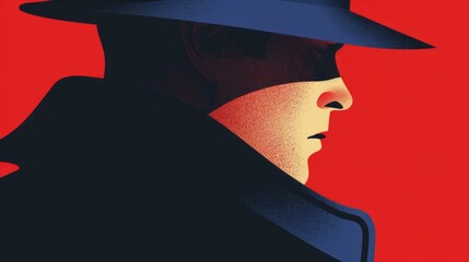 Retro illustration on the theme of a spy or a detective or a bandit