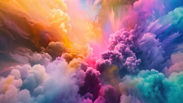 Abstract colorful cloud explosion. Artistic background with vibrant clouds and light effect. 
