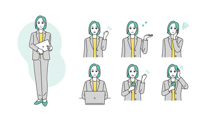 ビジネスパーソンの表情イラストセット