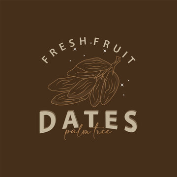 Date Fruit Logo, Elegant Minimalist Premium Design, Sweet Date Fruit Logo Templet Illustration