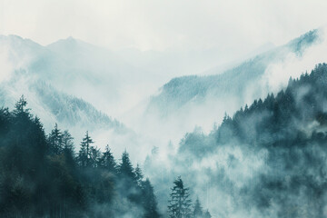 Mountains in the fog