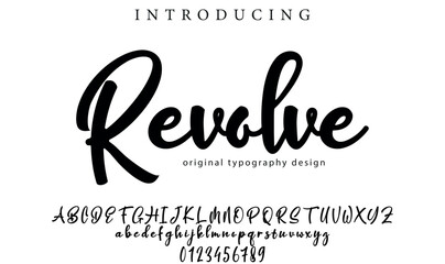 Revolve Font Stylish brush painted an uppercase vector letters, alphabet, typeface