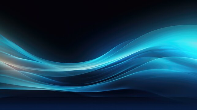 A blue and white abstract background with waves of light. Generative AI.