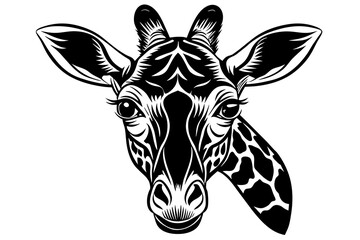 Fototapeta na wymiar Giraffe head silhouette vector art illustration