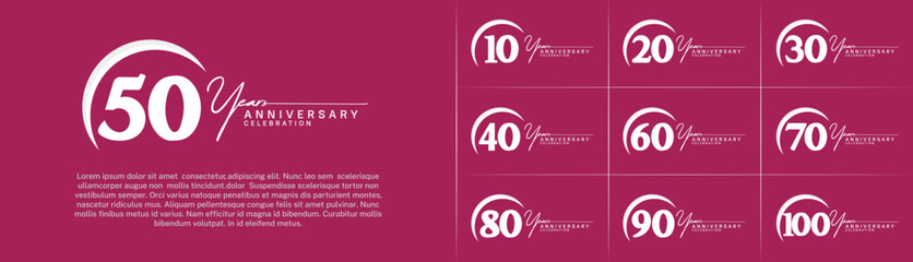 Set of Anniversary Logotype white color can be use for special day celebration