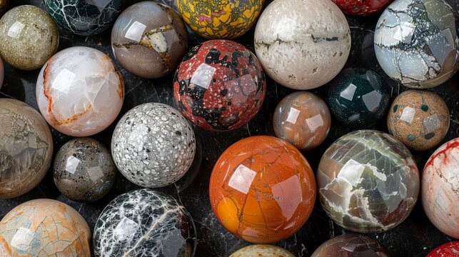 beautiful shiny balls in all kinds of exciting colors, marble feel