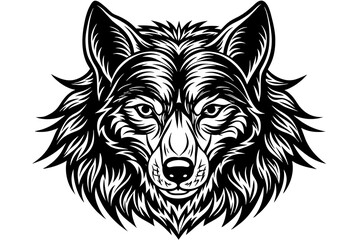 Wolf head silhouette  vector art illustration