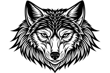 Wolf head silhouette  vector art illustration