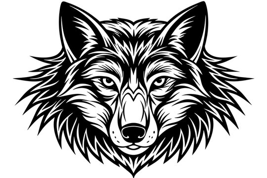 Wolf head silhouette  vector art illustration