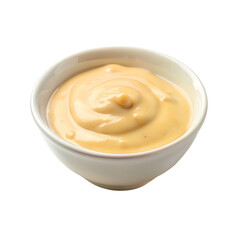 Cheese sauce in a bowl. Isolated on a transparent background.