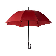 Open red umbrella isolated cutout object on transparent background